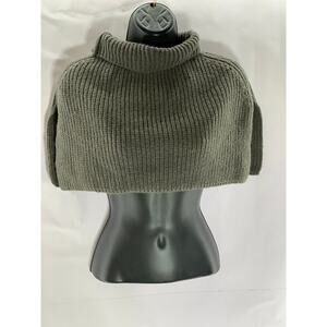 UNBRANDED Women's Gray Ribbed Pullover Turtleneck Sweater Shawl SZ OS